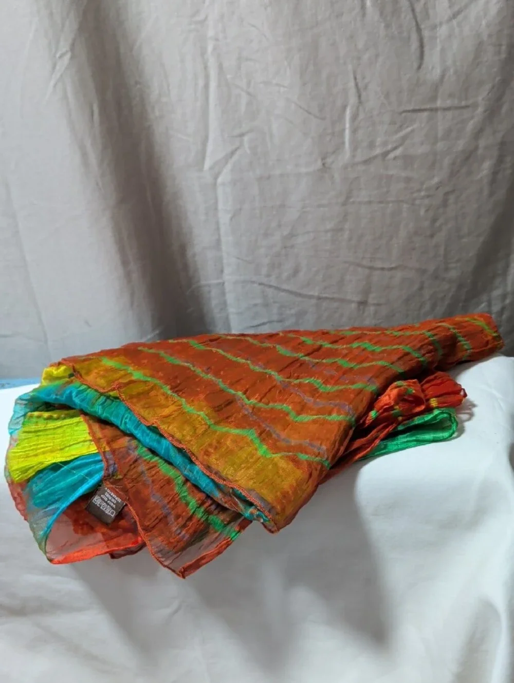 Raj Vibrant Multicolor Crinkle Wrap - Green, Blue, Orange & Yellow
